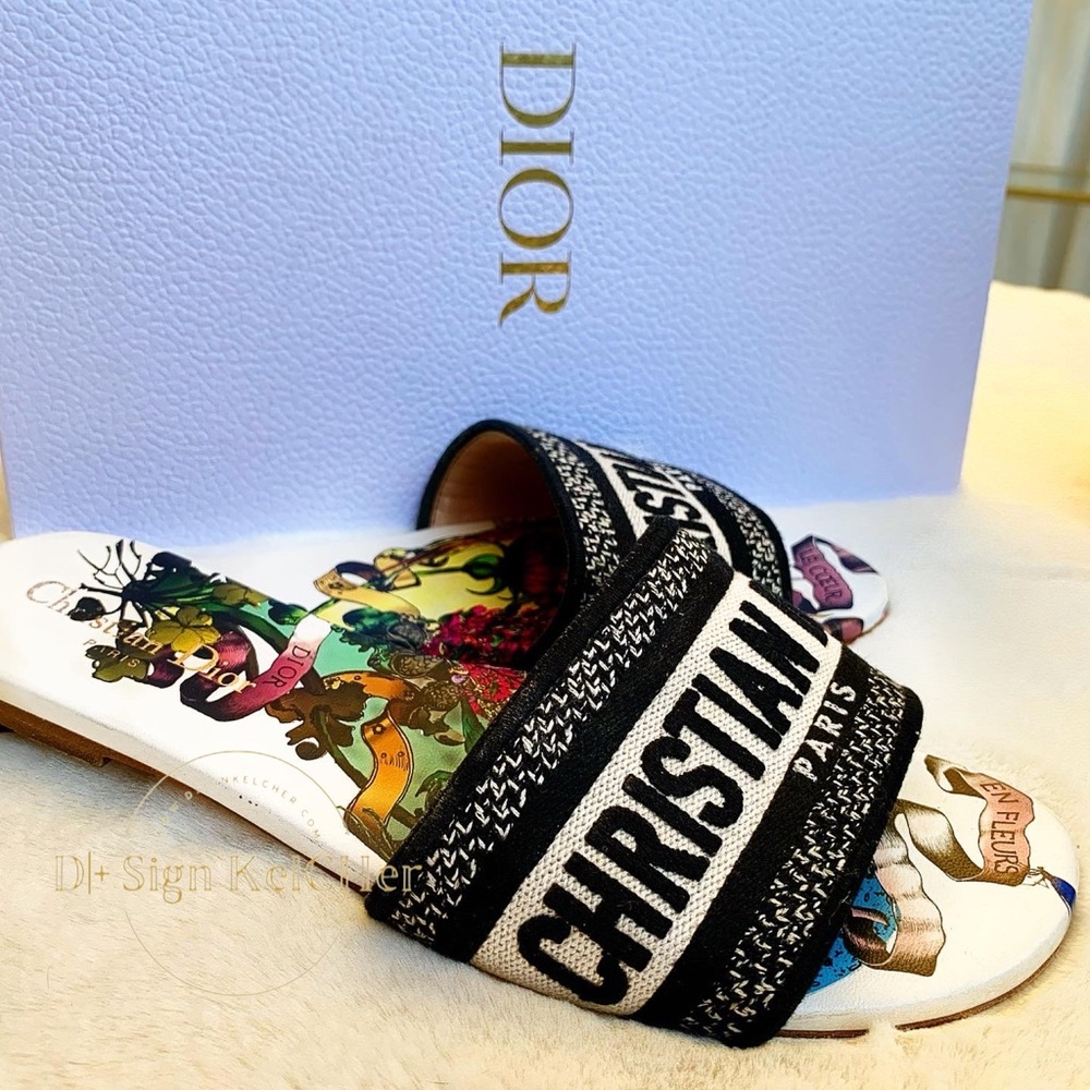Christian Dior DWay Slides in Black & White -- SOLD